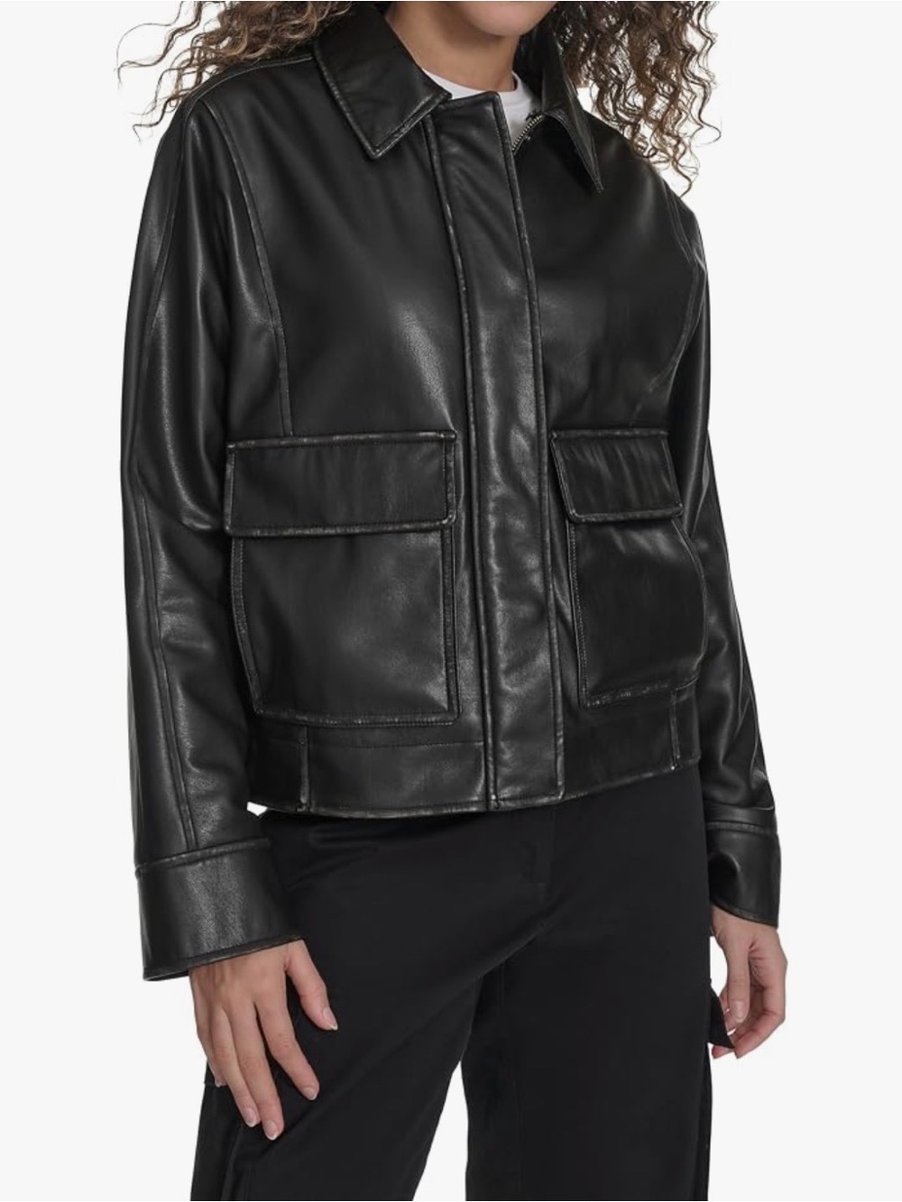 Levi's Black Faux Leather Boxy Utility Jacket - Women
